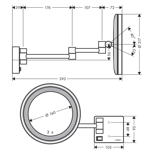 HG Rasierspiegel AddStoris BBR mit LED Licht