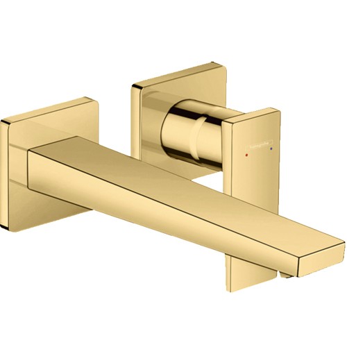 Hansgrohe 2-Loch Metropol Waschtischarmatur Unterputz F-Set Polished Gold Optik langer Auslauf