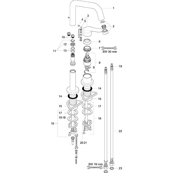 Hansgrohe 2-Loch Spültischmischer Axor Citterio M chrom mit Schwenkauslauf