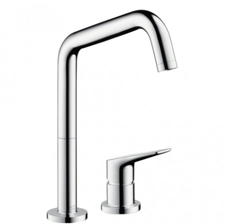 Hansgrohe 2-Loch Spültischmischer Axor Citterio M steel mit Schwenkauslauf