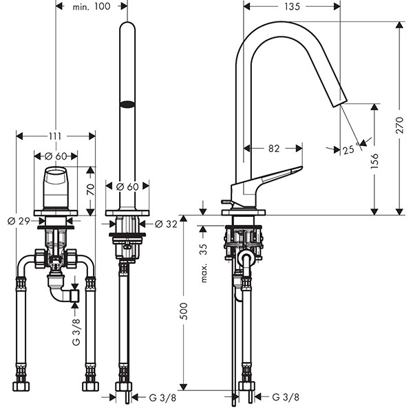 Hansgrohe 2-Loch Waschtischarmatur Axor Citterio M Standmodell chrom
