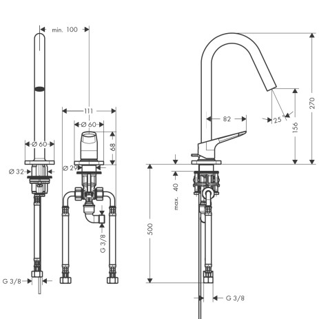 Hansgrohe 2-Loch Waschtischarmatur Axor Citterio M Standmodell chrom