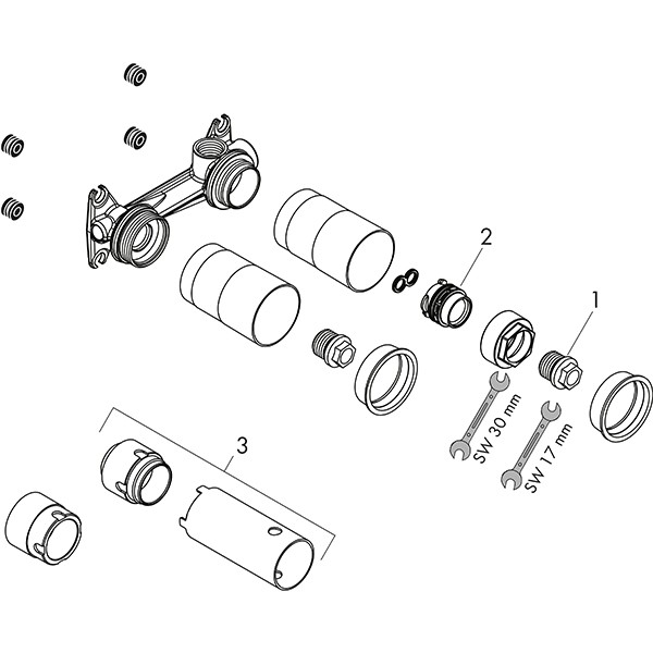 Hansgrohe 2-Loch Waschtischarmatur Axor Grundkörper Unterputz DN15