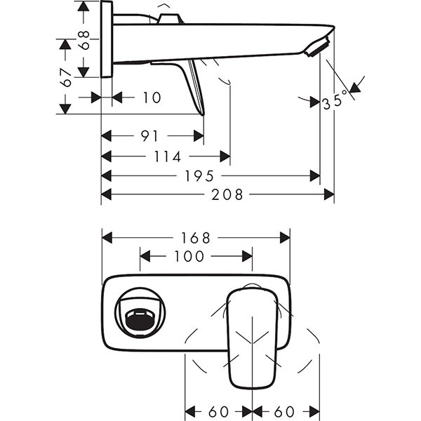 Hansgrohe 2-Loch Waschtischarmatur Unterputz Logis F-Set chrom