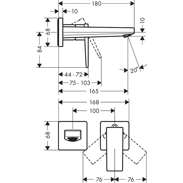 Hansgrohe 2-Loch Waschtischarmatur Unterputz Metropol F-Set chrom kurzer Auslauf