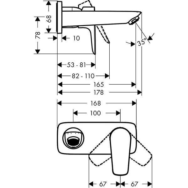 Hansgrohe 2-Loch Waschtischmischer Unterputz Talis E F-Set chrom kurzer Auslauf