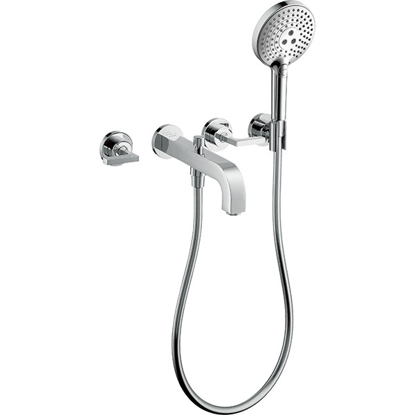 Hansgrohe 3-L.Wannenarmatur Axor Citterio F-Set Wand chrom Hebelgriff/Handbr.ohne Platte