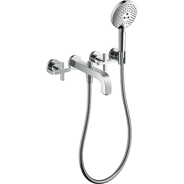Hansgrohe 3-L.Wannenarmatur Axor Citterio F-Set Wand chrom Kreuzgriff/Handbr.ohne Platte