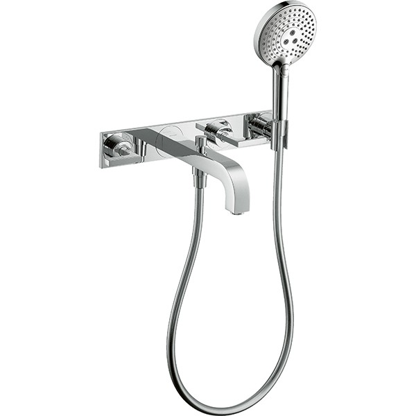 Hansgrohe 3-L.Wannenarmatur Axor Citterio F-Set Wand chrom m.Hebelgriff/Platte u.Handbr.