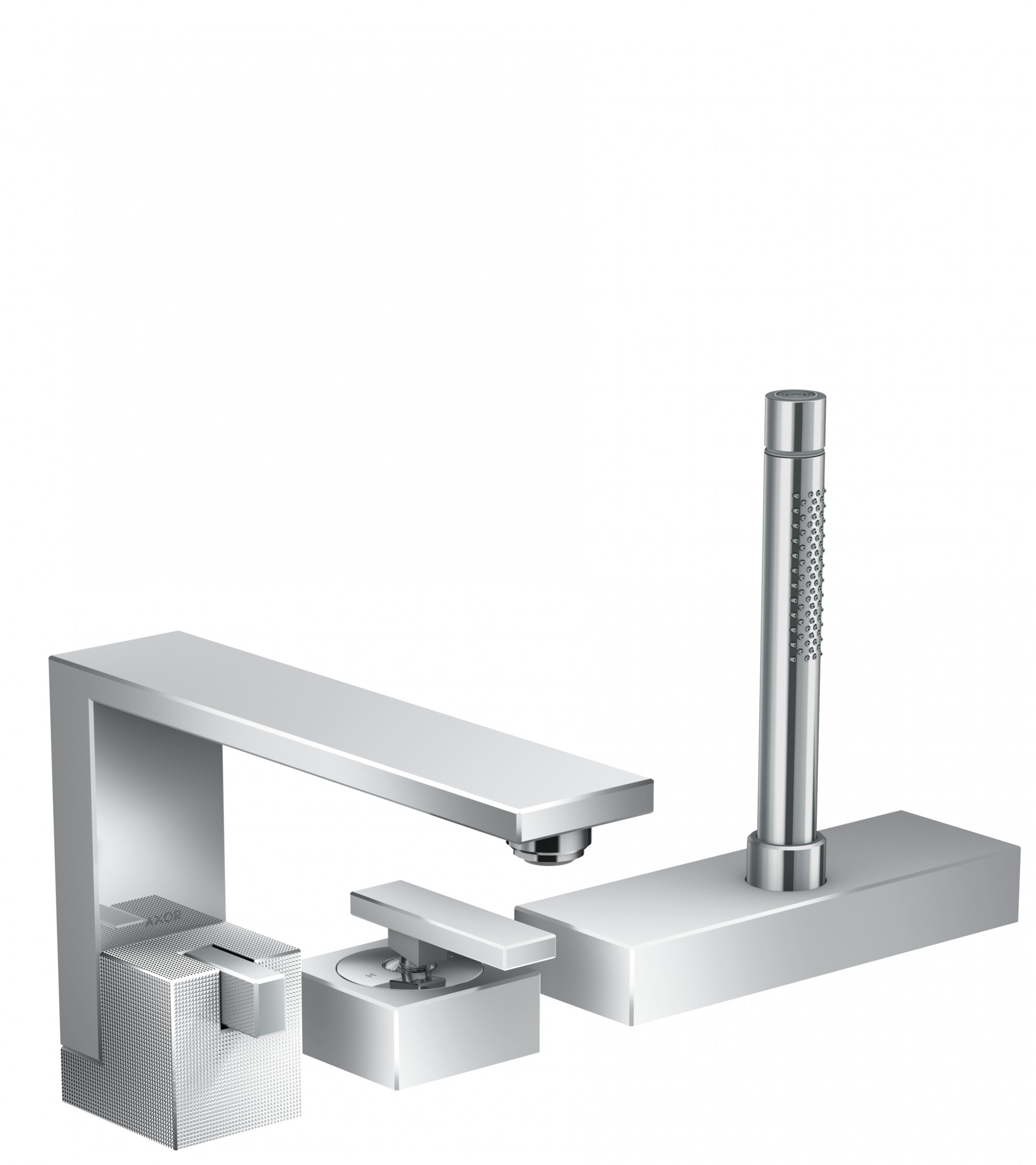 Hansgrohe 3-Loch Wannenmischer Axor Edge F-Set Diamantschliff chrom Wannenrandmontage