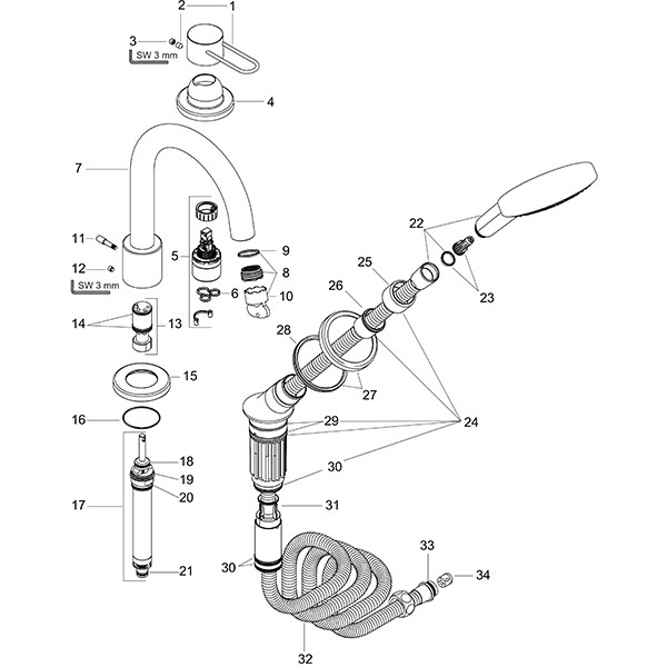 Hansgrohe 3-Loch Wannenmischer Axor Uno F-Set Bügelgriff chrom Wannenrandmontage