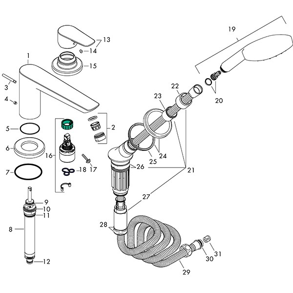 Hansgrohe 3-Loch Wannenmischer Talis E F-Set chrom Wannenrandmontage