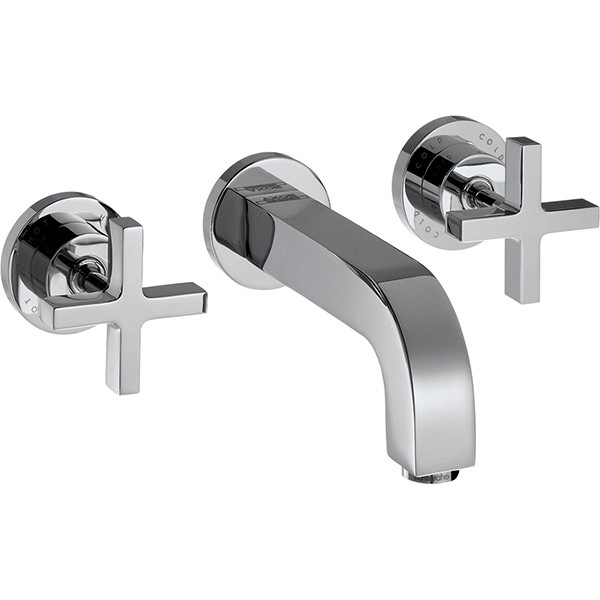 Hansgrohe 3-Loch Waschtischarm.Axor Citterio Wand Fertigset kurz chrom m.Kreuzgriffen