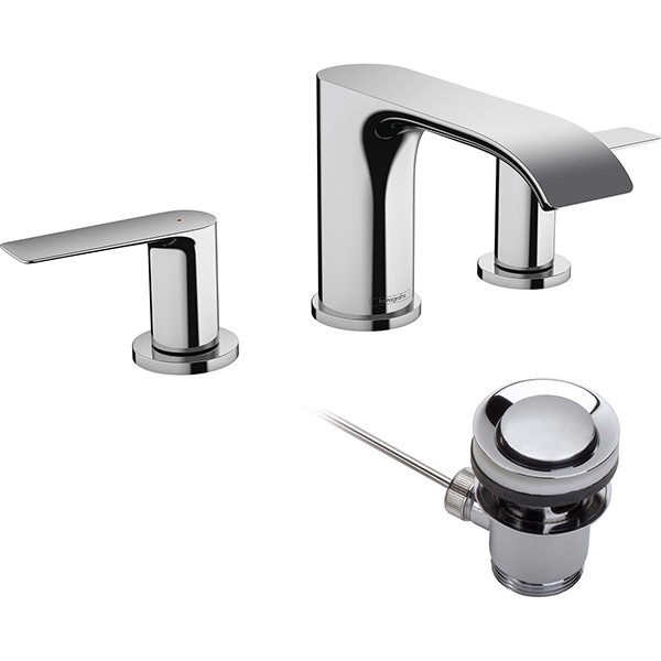 Hansgrohe 3-Loch Waschtischarmatur 95 Vivenis mit Zugstangen-Ablaufgarnitur chrom