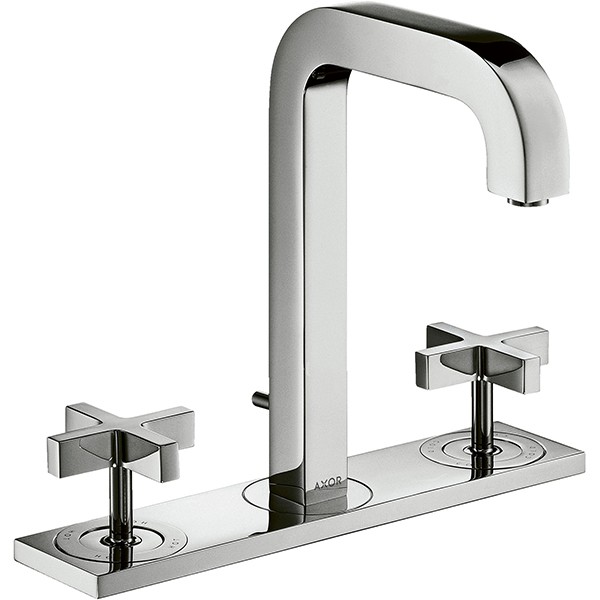 Hansgrohe 3-Loch Waschtischarmatur Axor Citterio chrom mit Platte u.Kreuzgriffen