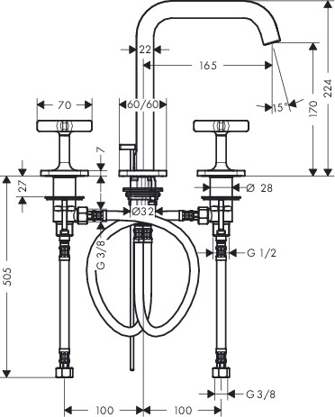 Hansgrohe 3-Loch Waschtischarmatur Axor Citterio E Standmodell chrom