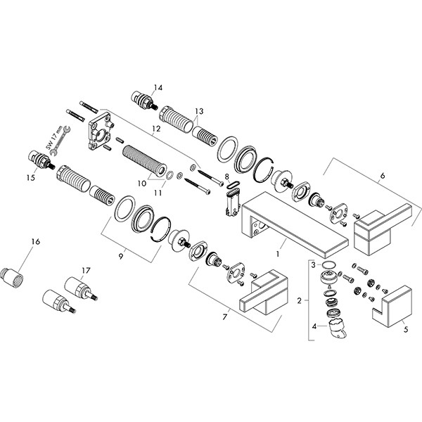 Hansgrohe 3-Loch Waschtischarmatur Axor Edge F-Set Wandmontage Diamantschliff chrom
