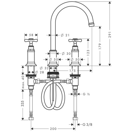 Hansgrohe 3-Loch Waschtischarmatur Axor Montreux Standmodell chrom
