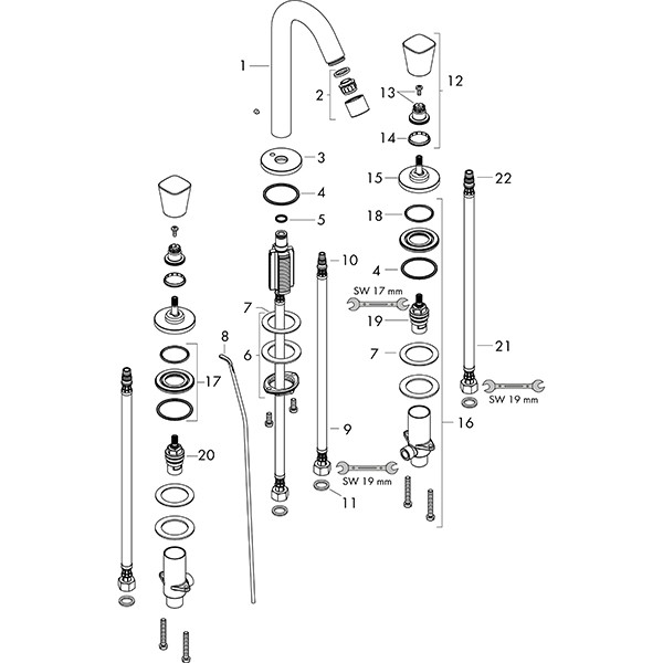 Hansgrohe 3-Loch Waschtischarmatur Logis chrom  