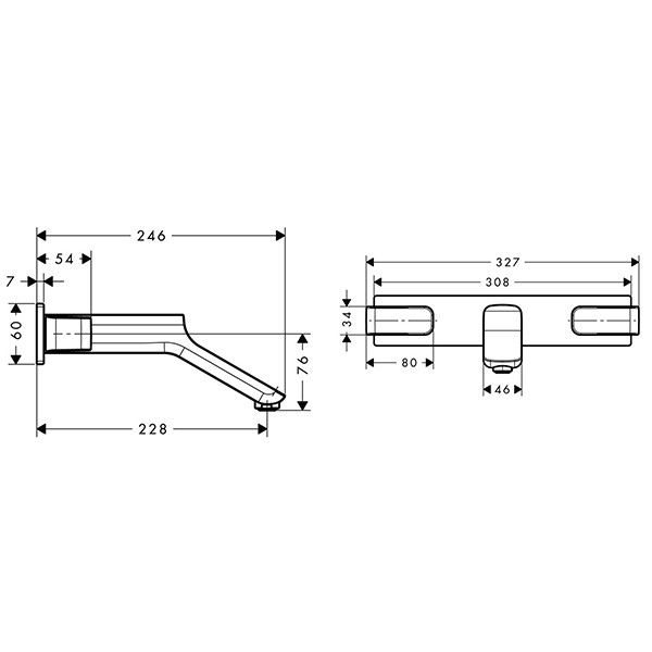 Hansgrohe 3-Loch WTA Axor Urquiola Wand chrom mit Platte u.langem Auslauf
