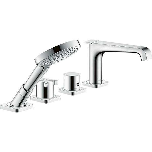 Hansgrohe 4-Loch Wannenarmatur Axor Citterio E chrom Fliesenrand mit Thermostat