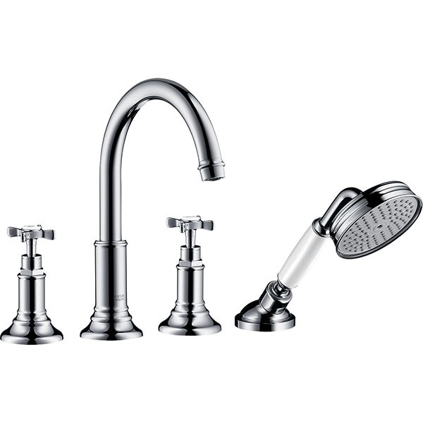 Hansgrohe 4-Loch Wannenarmatur Axor Montreux F-Set f.Fliesenrand chrom m.Kreuzgriffen