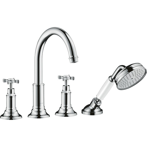 Hansgrohe 4-Loch Wannenarmatur Axor Montreux F-Set f.Wannenrand chrom m.Kreuzgriffen