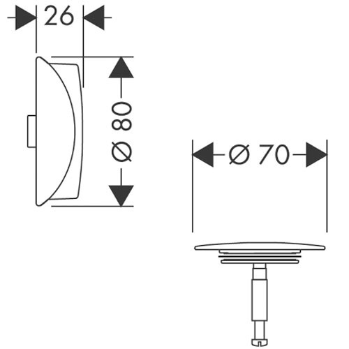 Hansgrohe Ab-u.Überlaufgarnitur Flexaplus F-Set (Griff u.Stopfen) chrom