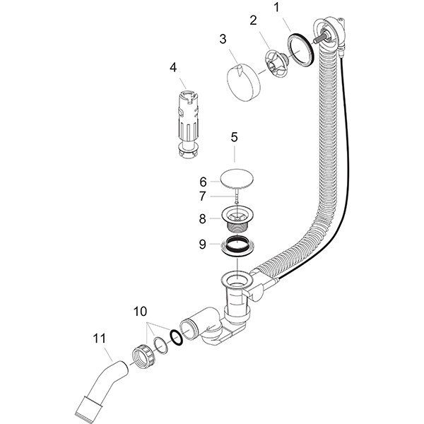 Hansgrohe Ab-u.Überlaufgarnitur Flexaplus S Komplettset chrom flex.Überlaufschlauch