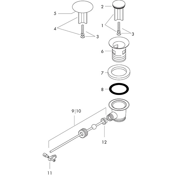 Hansgrohe Ablaufgarnitur mit Zugstange für Waschtisch- und Bidetmischer Brushed Nickel