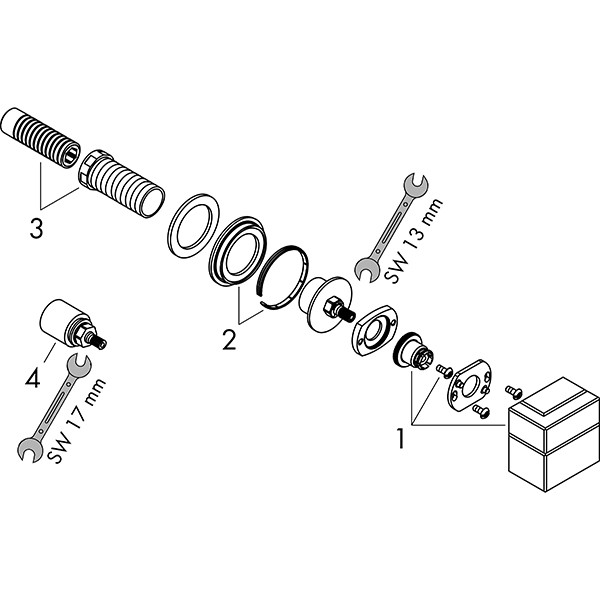 Hansgrohe Absperrventil Unterputz Axor Edge Fertigset Diamantschliff chrom