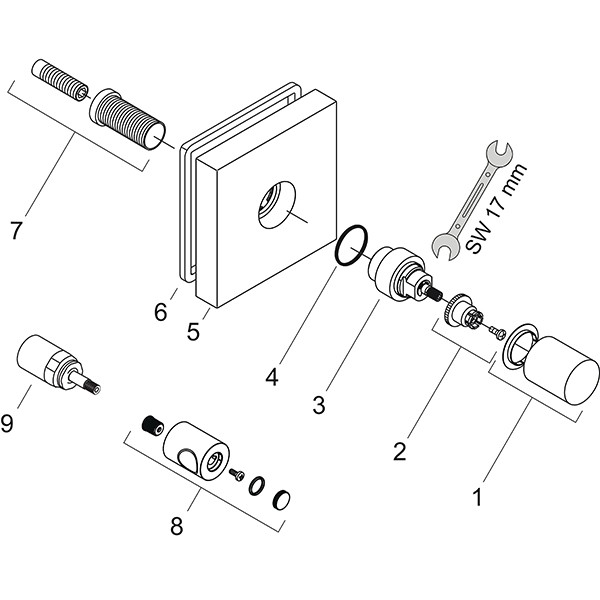 Hansgrohe Absperrventil Unterputz AXOR Starck Fertigset eckige Rosette chrom
