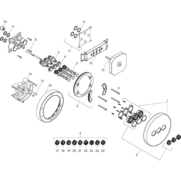 Hansgrohe Absperrventil UP Axor ShowerSelect Fertigset 3 Verbraucher rund chrom