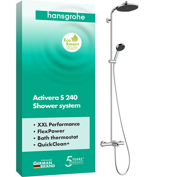 Hansgrohe Activera S Showerpipe 240 1j EcoSmart m. Wannenthermostat Ecostat Fine chrom