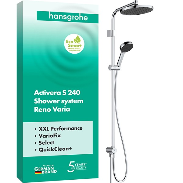 Hansgrohe Activera S Showerpipe 240 1jet  EcoSmart Reno Varia chrom