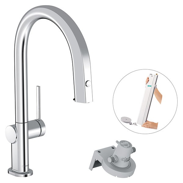 Hansgrohe Aqittura M91 FilterSystem 210, Ausziehauslauf, 1jet, sBox Chrom