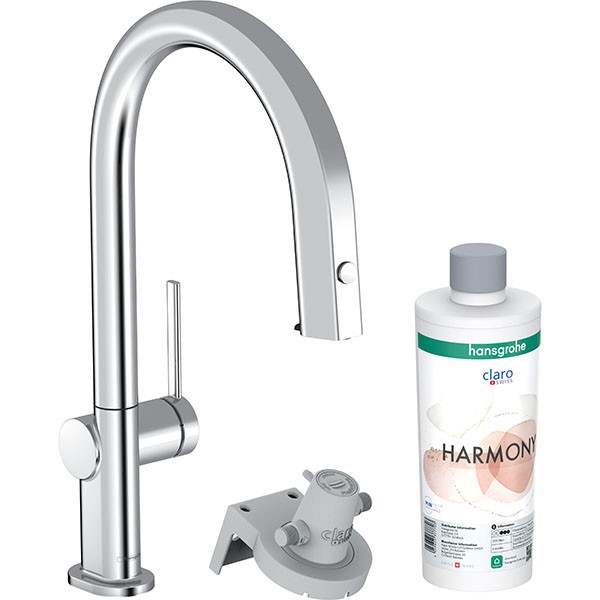 Hansgrohe Aqittura M91 FilterSystem 210, Ausziehauslauf, 1jet, sBox, Starter Set Chrom