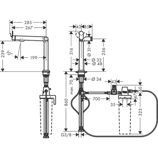 Hansgrohe Aqittura M91 FilterSystem 240, 1jet Mattschwarz