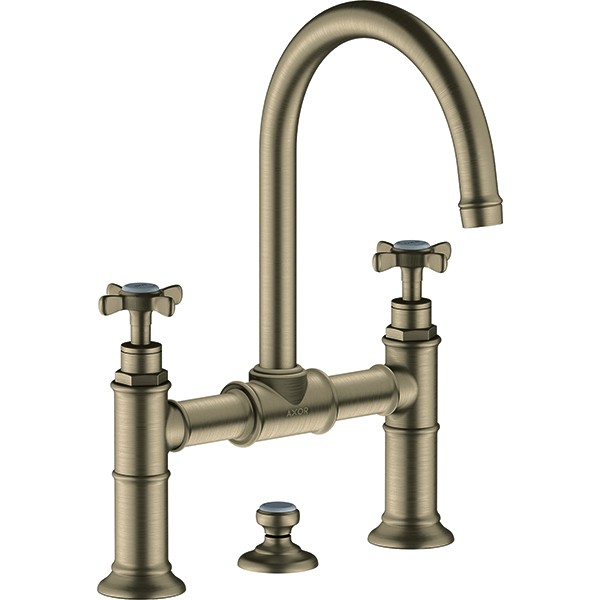 Hansgrohe AXOR Montreux 2-Griff-Waschtischarmatur 220 mit Ablaufgarnitur, nickel gebürstet 16510820