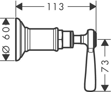 Hansgrohe AXOR Montreux Absperrventil mit Hebelgriff, Unterputz, nickel gebürstet 16872820