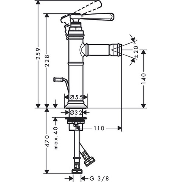 Hansgrohe AXOR Montreux Einhebel-Bidetmischer mit Ablaufgarnitur, nickel gebürstet 16526820
