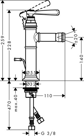 Hansgrohe AXOR Montreux Einhebel-Bidetmischer mit Ablaufgarnitur, nickel gebürstet 16526820
