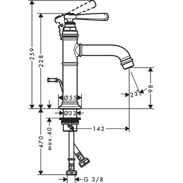 Hansgrohe AXOR Montreux Einhebel-Waschtischmischer 100 mit Ablaufgarnitur, nickel gebürstet 16515820