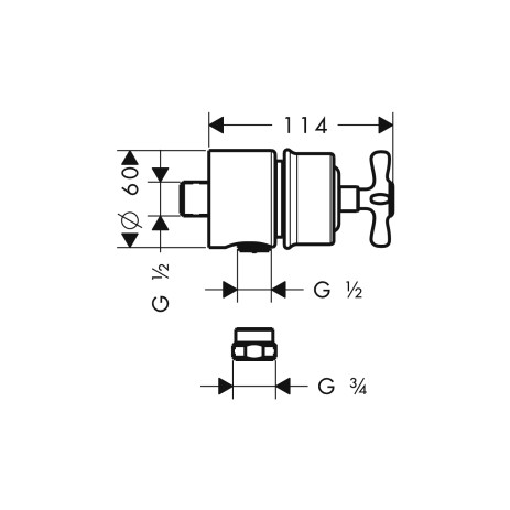 Hansgrohe AXOR Montreux FixFit Stop Wandabsperrventil DN15 mit Kreuzgriff, nickel gebürstet 16882820