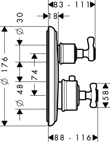 Hansgrohe AXOR Montreux Thermostatbatterie Unterputz mit Ab-/Umstellventil, polished nickel 16820820