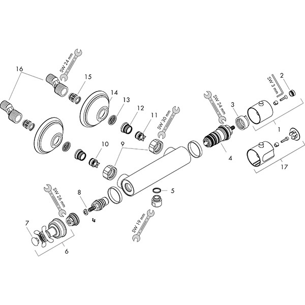 Hansgrohe AXOR Montreux Thermostatmischer Aufputz DN15 mit Kreuzgriff für Brause, nickel gebürstet 16261820
