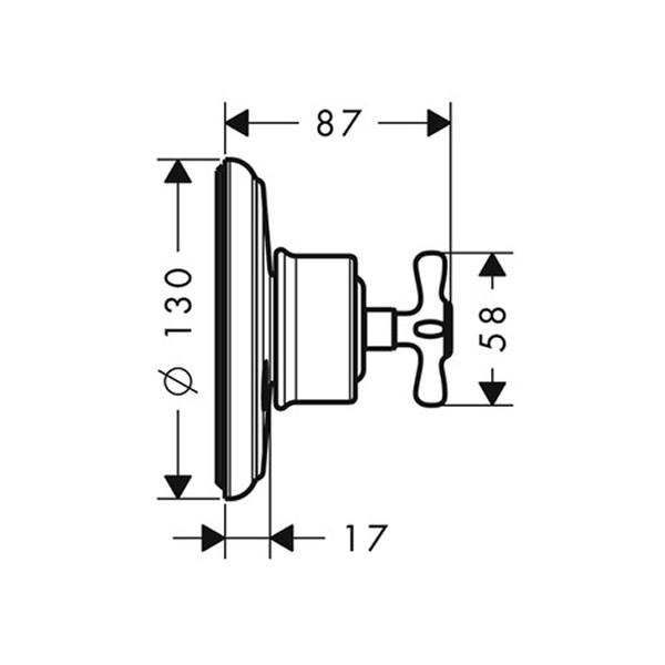 Hansgrohe AXOR Montreux Trio/Quattro Absperr- und Umstellventil DN20, nickel gebürstet 16830820