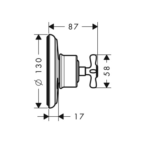 Hansgrohe AXOR Montreux Trio/Quattro Absperr- und Umstellventil DN20, nickel gebürstet 16830820