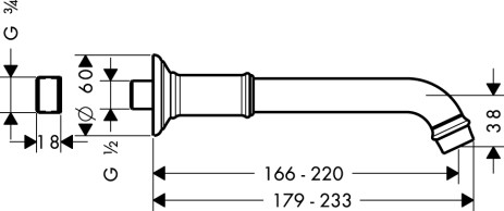 Hansgrohe AXOR Montreux Wanneneinlauf DN15/DN20, nickel gebürstet 16541820
