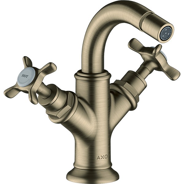 Hansgrohe AXOR Montreux Zweigriff-Bidetarmatur mit Ablaufgarnitur, nickel gebürstet 16520820